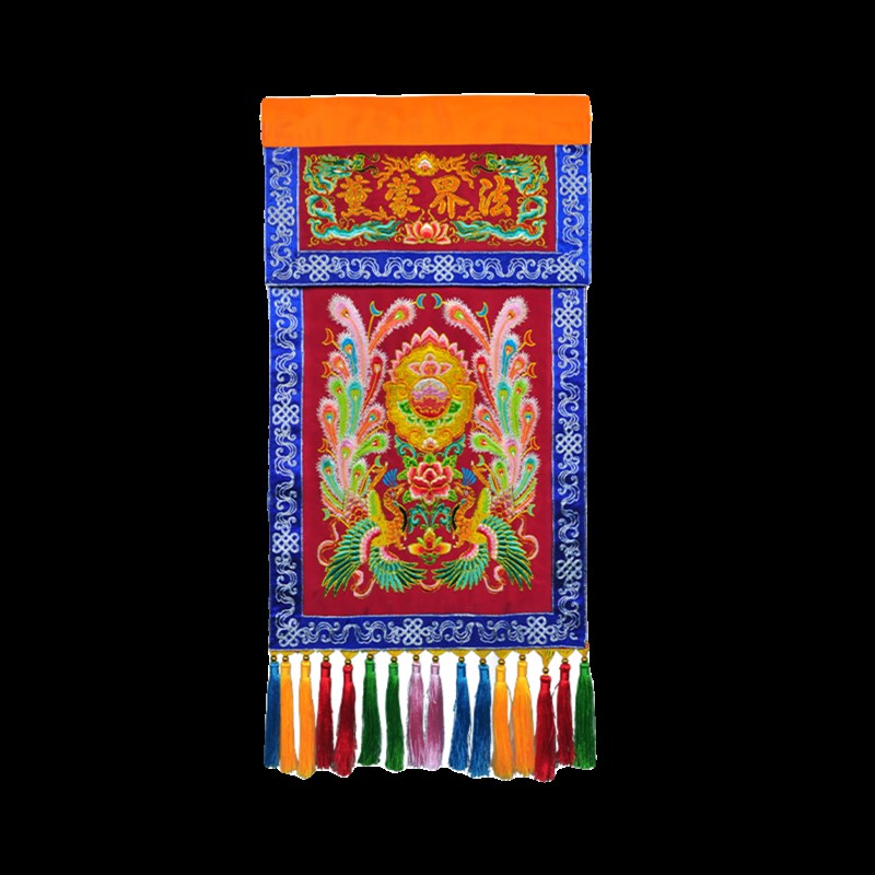 潮绣绣品手工盘金工艺贡缎翻盖法界蒙熏凤刺绣高档戒定真香三色