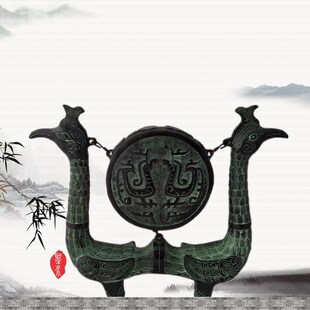 古玩古董收藏品 青铜器凤鼓 春秋时期战鼓 仿古工艺礼品