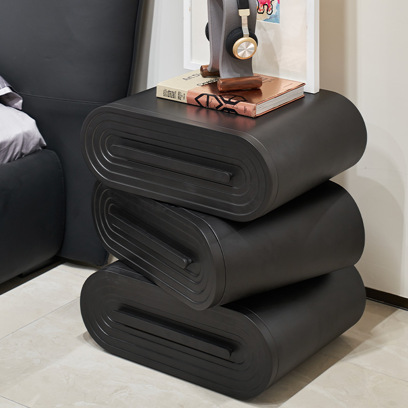 LLYARSS利亚斯简约现代黑色极简旋转斗柜客厅储物三斗柜YS