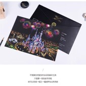 城市夜景刮画炫彩刮画纸图案刮刮乐儿童手工女孩呱呱卡