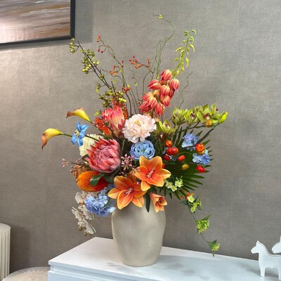 复古牡丹仿真装饰艺设计师款中古风软装帝王假家居