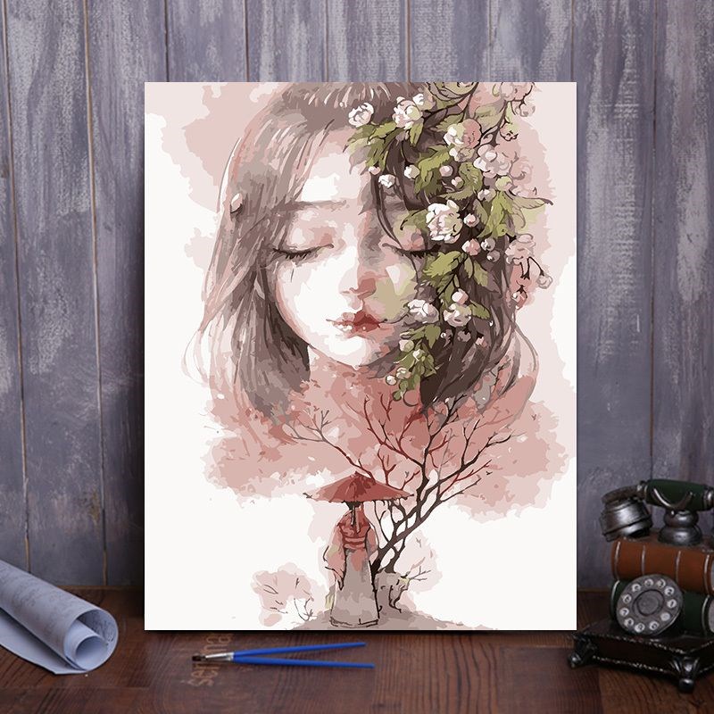 半面妆数字油画diy油彩画手工填色填充高级减压室内涂鸦装饰挂画图片