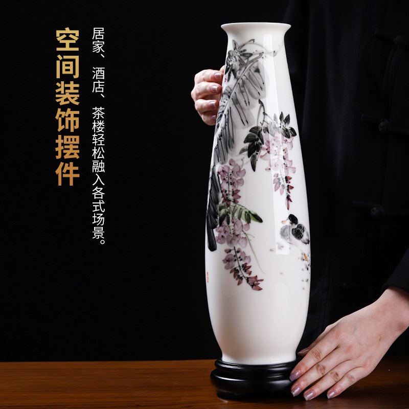 东方泥土国风手绘釉下彩花瓶客厅酒柜玄关书房博古架民宿装饰摆件