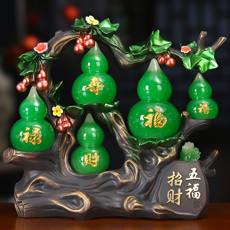五福招财葫芦家居客厅玄关酒柜装饰品办公室乔迁新居送礼,家居饰品,装饰摆件,淘宝优惠券,粉丝福利购,淘宝优惠卷