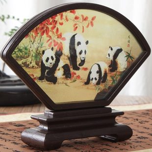 扇形小屏风中国风仿古桌面摆件 中华国宝 中国特色礼品送老外礼品