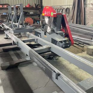 新款推台锯开料锯精密铸铁上下圆盘锯移动家用推台锯圆木推台锯机