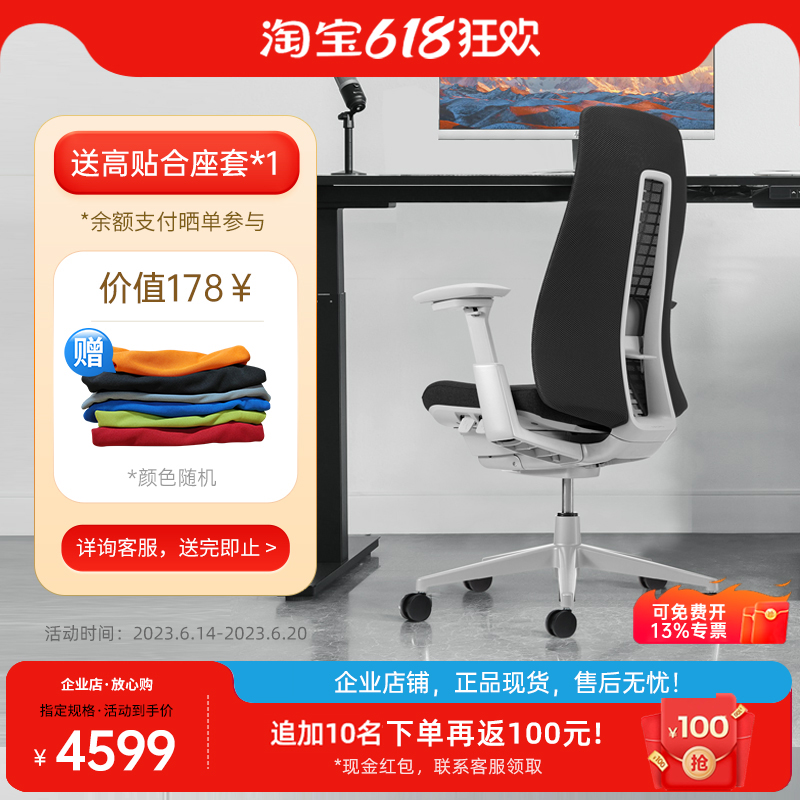 海沃氏fern人体工学椅办公椅家用护腰升降L靠背椅舒适久坐网布转