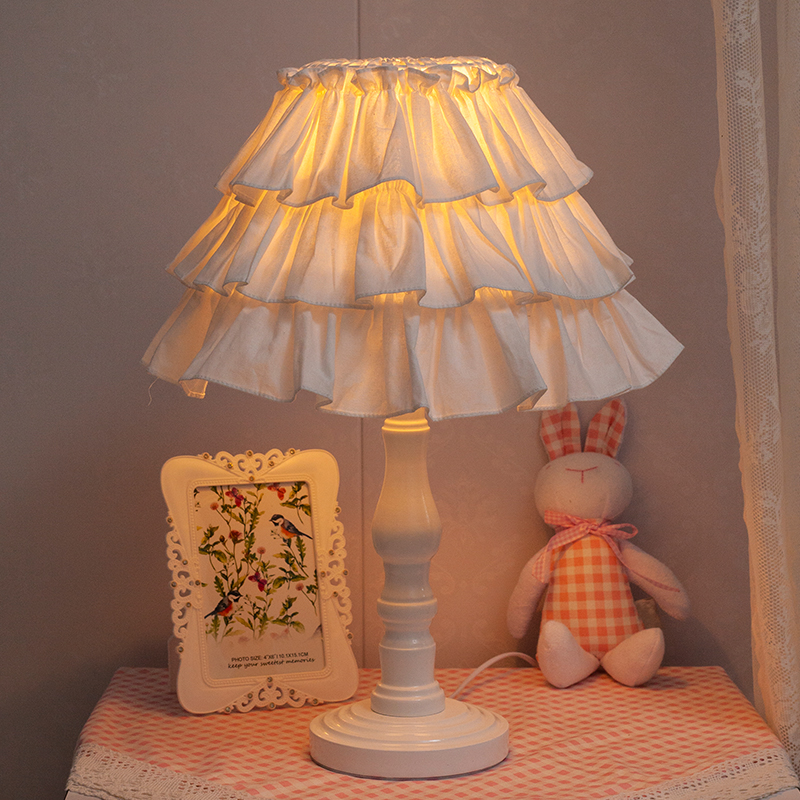 公主可爱少女蛋糕裙布艺台灯卧室床头儿童房装饰女孩欧式客厅卡通