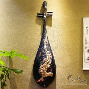 新仿古树脂工艺茶庄无框画壁画墙饰壁饰东风破琵琶挂件大小款