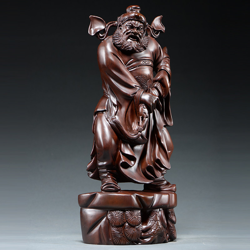 黑檀实木雕刻天师福神钟馗神像家居客厅装饰品工艺品店铺供奉