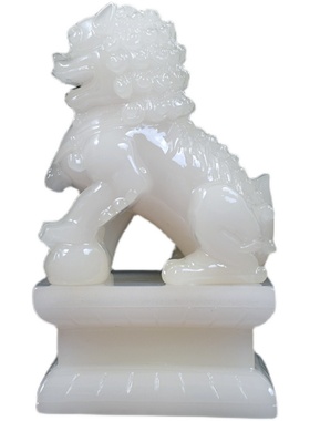 仿白玉狮子小号工艺品一对阳台门口狮子客厅电视柜装饰品摆设