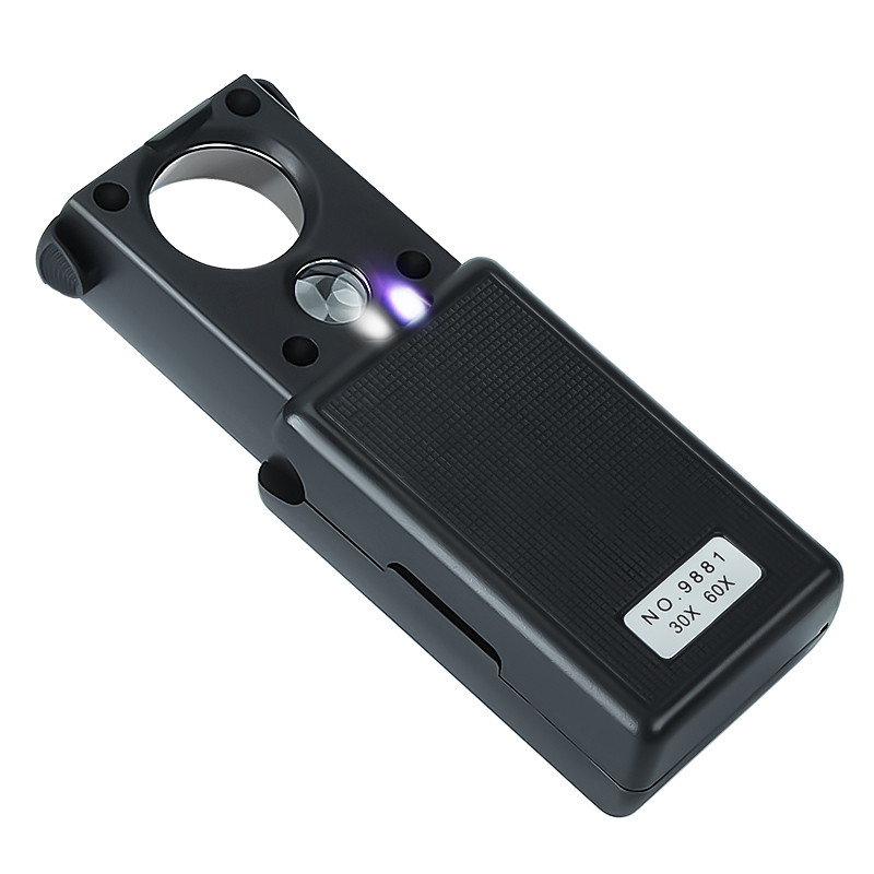 抽拉式0倍放大镜带LED灯古玩珠宝鉴定手持便携0高倍高清放大镜