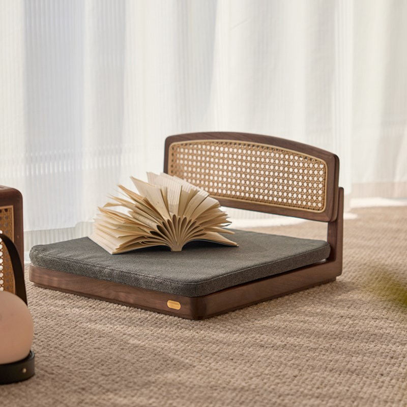 实木榻榻米茶椅黑胡桃木客厅现代简约休闲椅飘窗小户型矮靠背椅