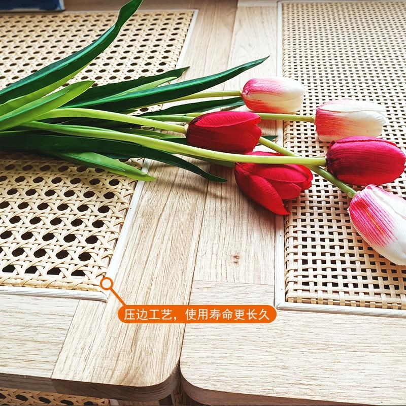 创意实木藤编收纳箱木质复古大容量方形茶几有盖民宿储物箱实木柜
