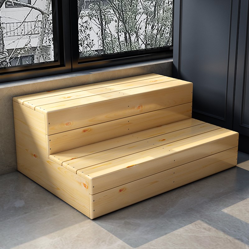 实木台阶双层阶梯凳木楼梯脚踏凳子爬高梯浴缸防滑踏家用梯子