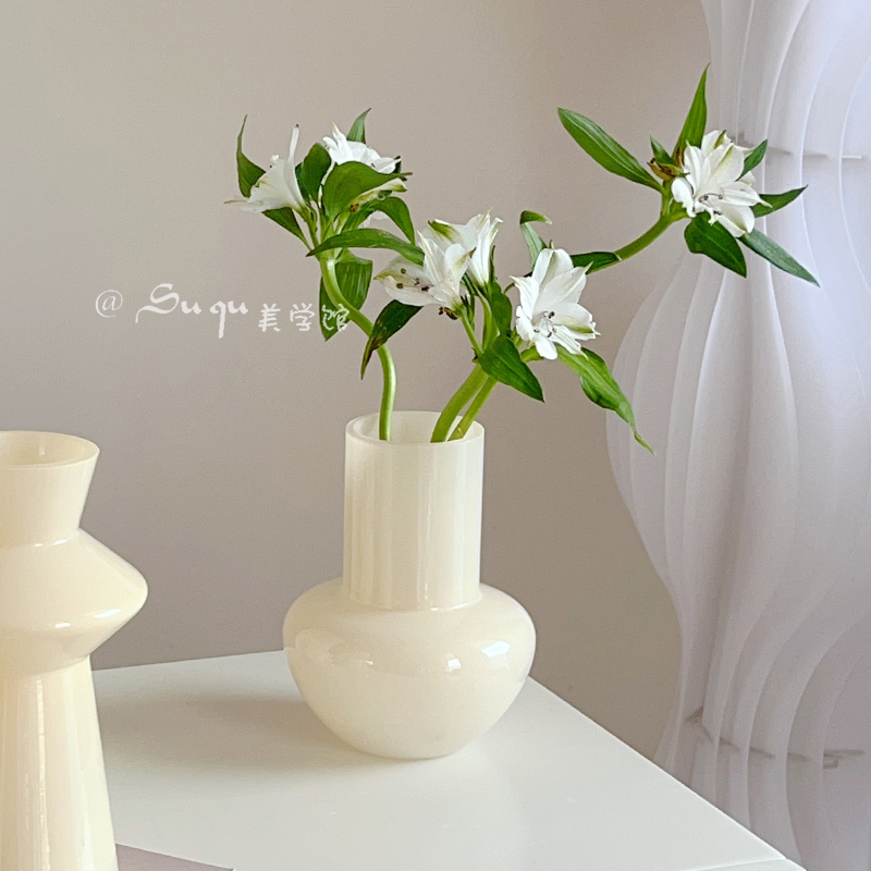 in风复古中古玻璃花瓶仿真花水培鲜花家居摆饰桌面装饰道具