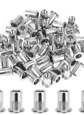 彩锌碳钢铝合金平头竖纹拉铆螺母 inu嵌件压铆螺帽