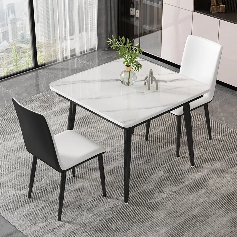 钢化玻璃餐桌椅正方形饭桌人家用吃饭小户型奶茶店休闲洽谈