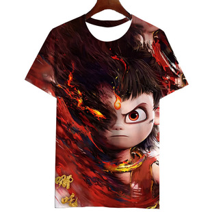 潮流男女款 哪吒魔童闹天宫系列印花透气速干短袖 T恤 爆款 2025夏季