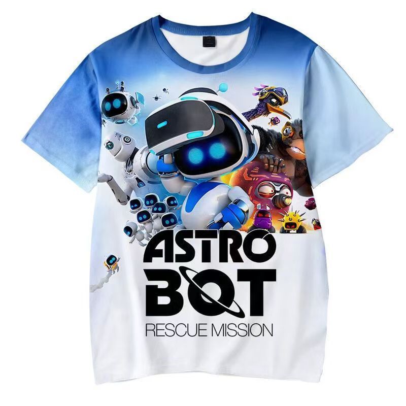 20253D印花T恤短袖跨境宇宙机器人ASTRO BOT印花上衣