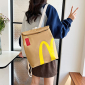 麦当劳字母单肩包女包大容量学生双肩包搭时尚 休闲帆布斜挎包女