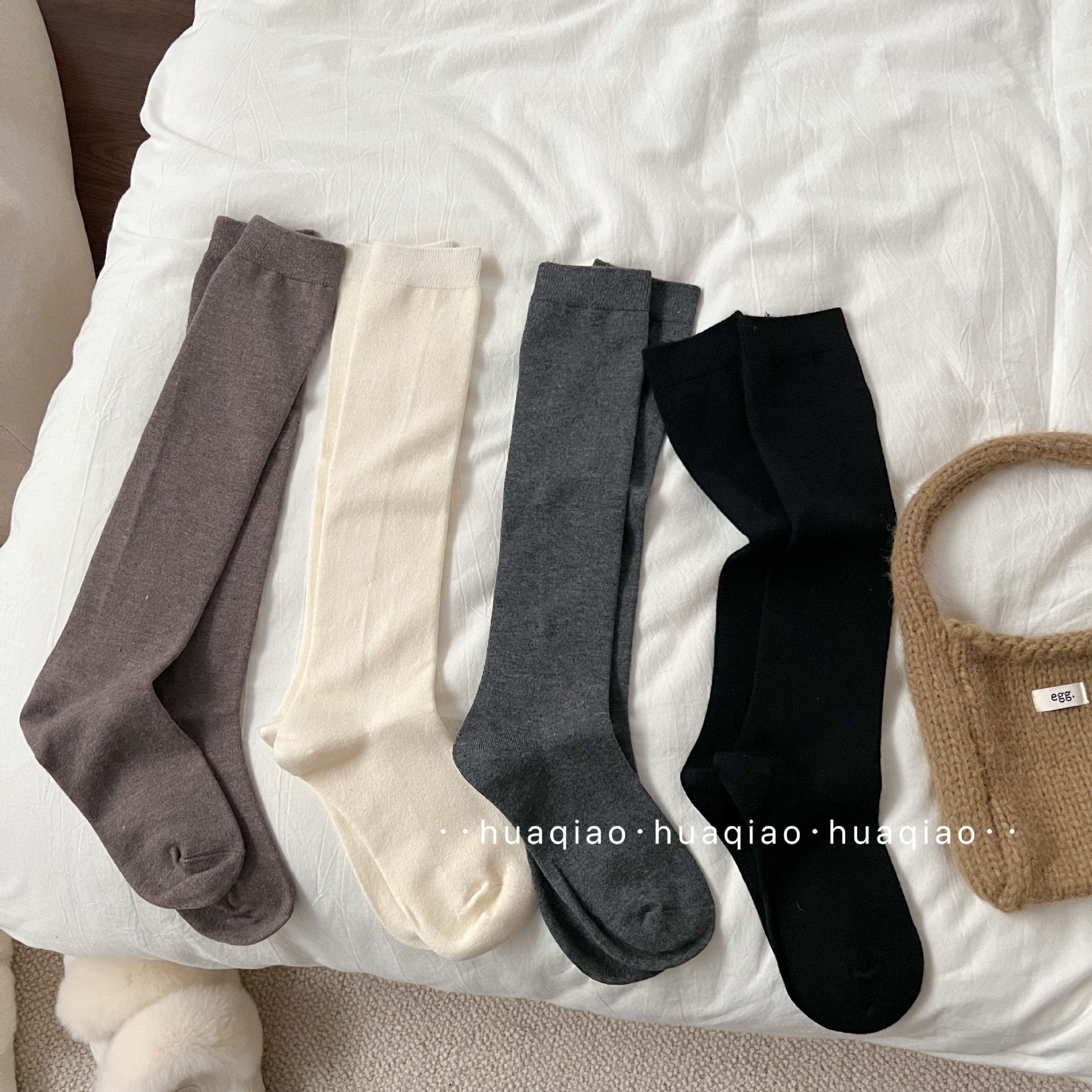 小腿袜子女士秋冬季羊毛加绒jk黑白灰色韩国学院风纯色长高筒袜子,女士内衣/男士内衣/家居服,长筒袜,淘宝优惠券,粉丝福利购,淘宝优惠卷