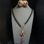 vintage 欧洲古董首饰套装 复古中世纪做旧高端项链胸针 高定款