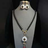 vintage 欧洲古董首饰套装 复古中世纪做旧高端项链胸针 高定款