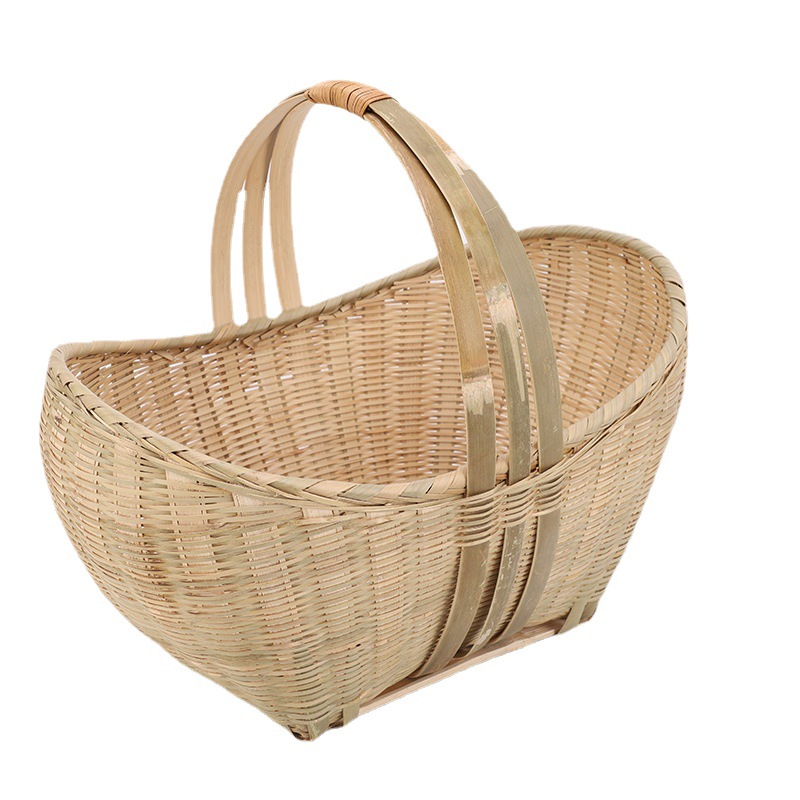 竹制竹筐精编竹篮菜篮环保竹蓝水果手提篮礼盒大号手编织竹编篮子