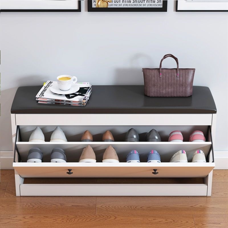 入门鞋柜坐凳一体家用门口带换鞋凳可坐软包坐垫进门穿鞋凳翻斗架