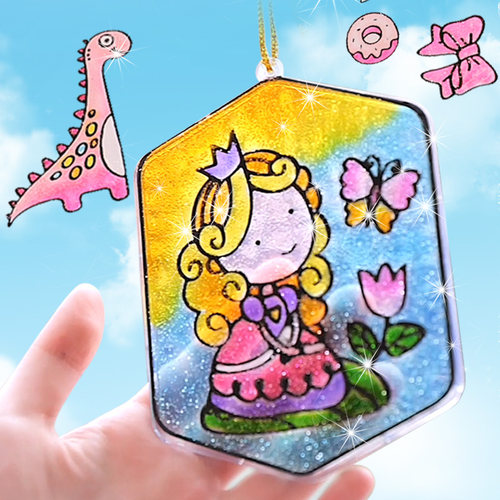 卡乐淘咕卡水晶胶画免烤儿童手工填色吊饰挂件幼儿园纸公