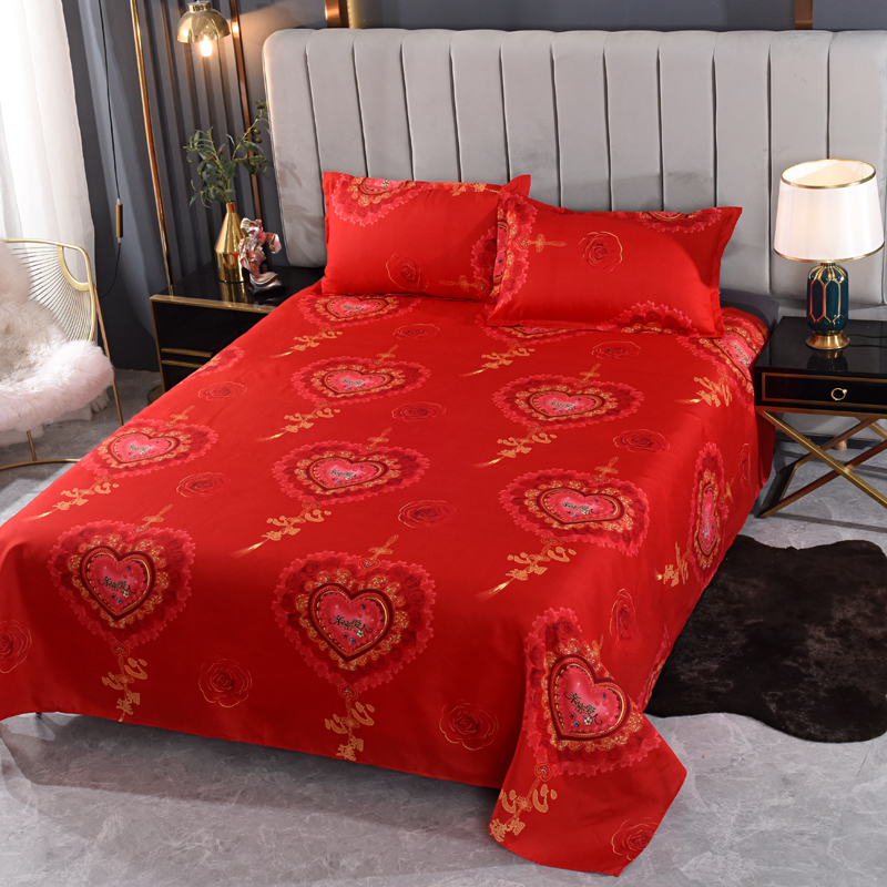 大红色床单单件1.2m1.5米单人床夏季亲肤磨毛2.3/2.5Y米双人被单