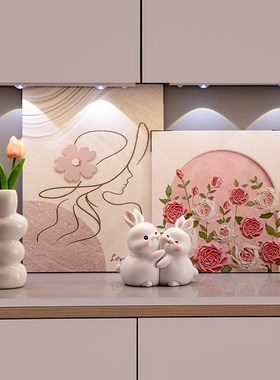 高级感入户c玄关客厅装饰品奶油风挂画摆件电视柜桌面收纳家居好