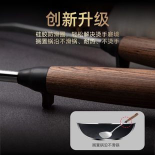厂促304不锈钢锅铲家用木把手厨具炒菜漏勺笊篱大号锅勺木柄铲子
