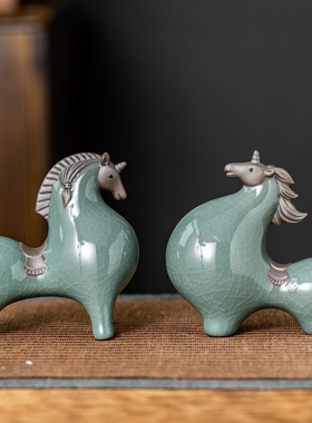 唐马家居陶瓷摆件创意微景观装饰品盆景假山鱼缸造景桌面动物茶宠