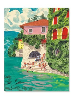 【特惠捡漏】插画Yukiko Noritake复刻艺术版画海边风景装饰画芯