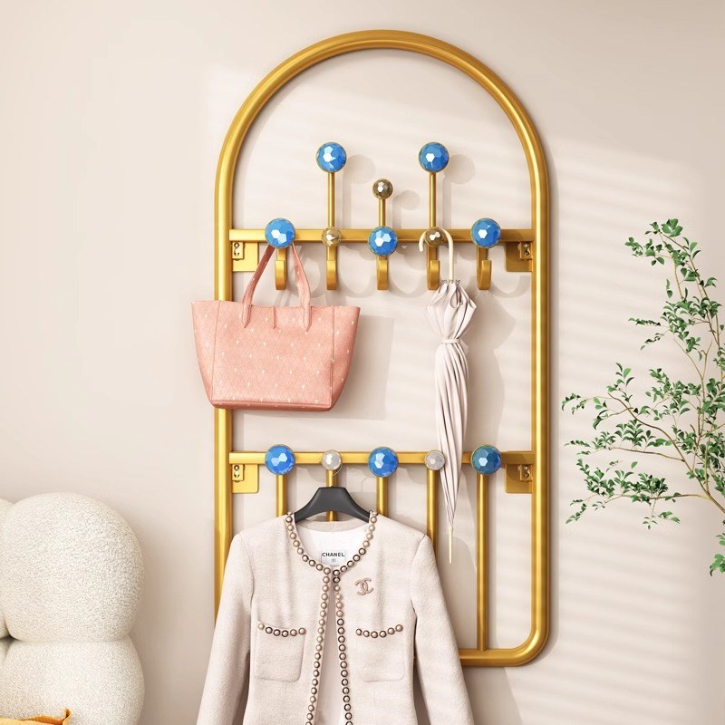 衣帽架入户玄关壁挂式免打孔墙上门后卧室加厚晾衣架室内家用置物