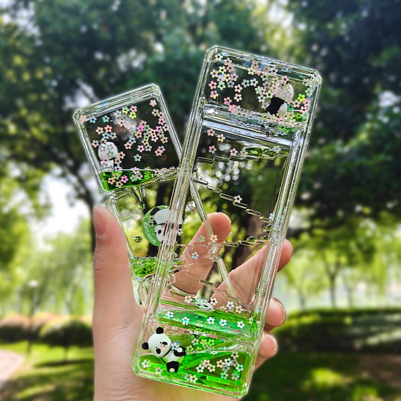 可爱熊猫油漏沙漏摆件情绪稳定创意办公室工位桌面解压油滴计时器