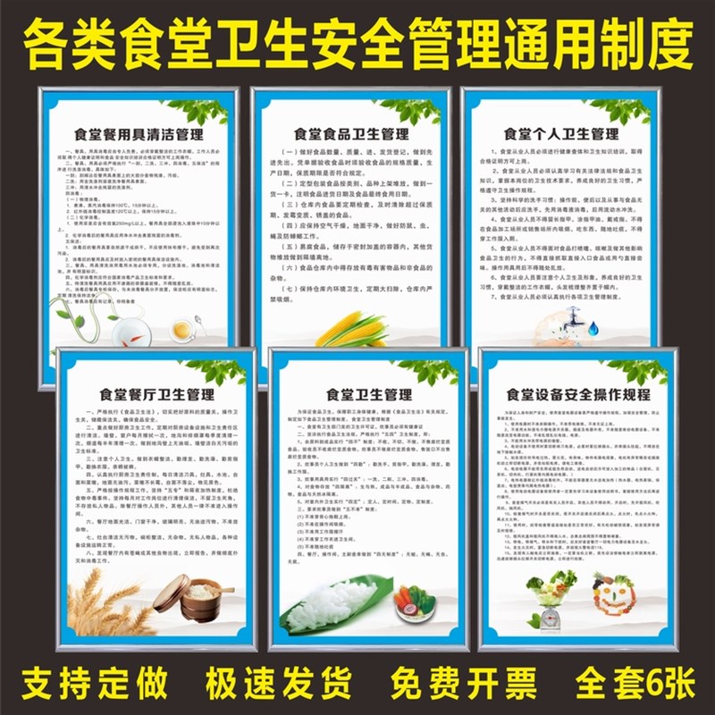 食品安全管理制度餐厅酒店公司食堂饮食卫生检查应急预案pvc kt板