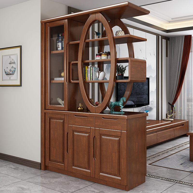 客厅隔断柜玄关鞋柜中式面实木酒柜靠墙酒架进门间厅柜屏风入户