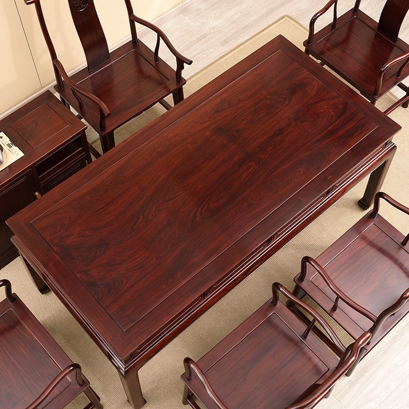 东阳国标红木家具红酸枝干泡茶桌书桌绒毛黄檀茶台茶几桌椅