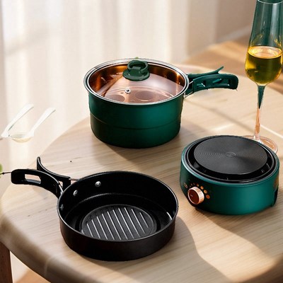 便携式小型折叠锅分体式多功能旅行出差学生宿电煮锅电火锅防干烧