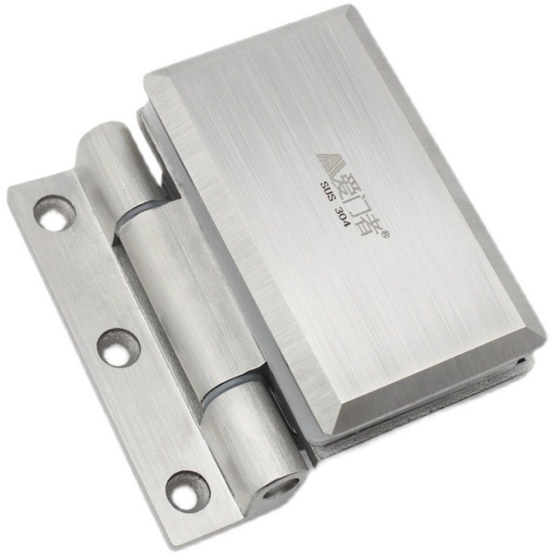 0不锈钢合页无框玻璃门90度铰链淋浴房浴室夹拉丝方型门夹