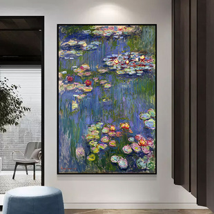 莫奈睡莲玄关装 饰画大芬村手绘油画走廊过道壁画世界名画客厅挂画