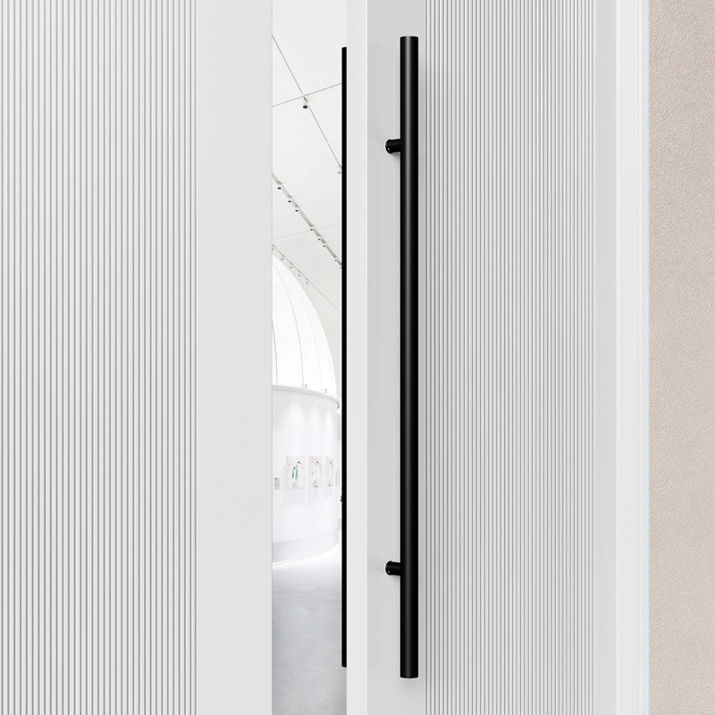 极简有无框金黑色玻璃大门拉手圆管加厚不锈钢商铺酒店实木门把手