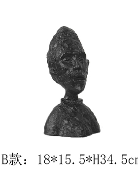 现代树脂黑白色人物抽象创意雕塑艺术售楼处大堂软装饰品