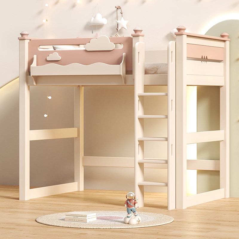 全实木高架床单上层带书桌下空交错式儿童上下铺层床两层上下床