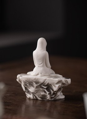 创意陶瓷人物雪女摆件中式家居工艺品装饰鱼缸微景观假山造景