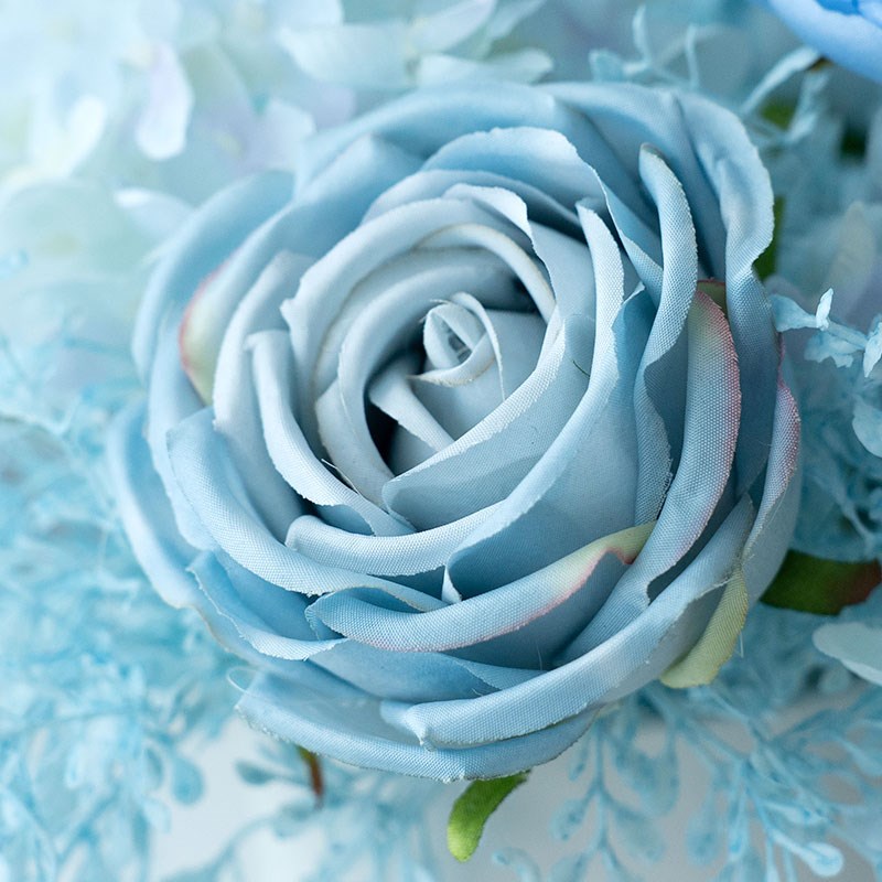 蓝色玫瑰花仿真假花绢布现代客厅餐桌玄关茶几装饰设摄影道具