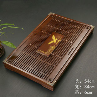 家用功夫茶具储水排水实木茶盘小号竹茶海茶台大号茶托盘